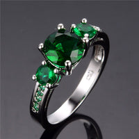 Luxury Female Green Round Stone Ring